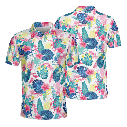 Abstract Palm Leaves Polo Shirt