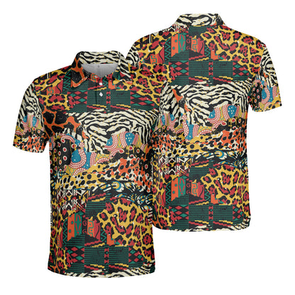 African Animal Patchwork Polo Shirt