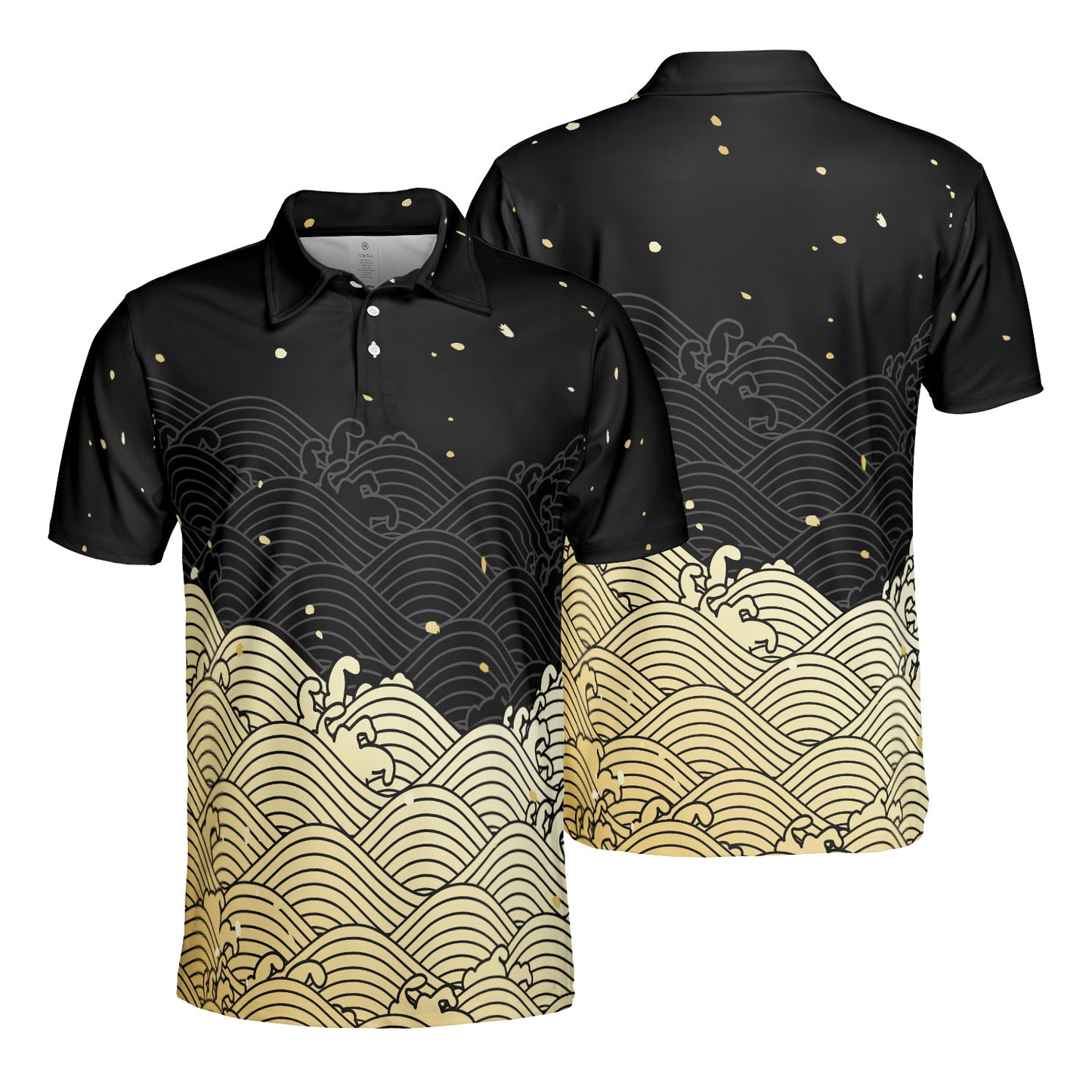 Black Asian Waves Polo Shirt
