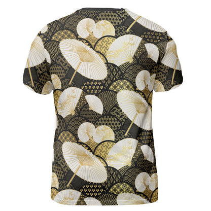 Black & Gold Fan Umbrella & Kimono Comfort T-shirt