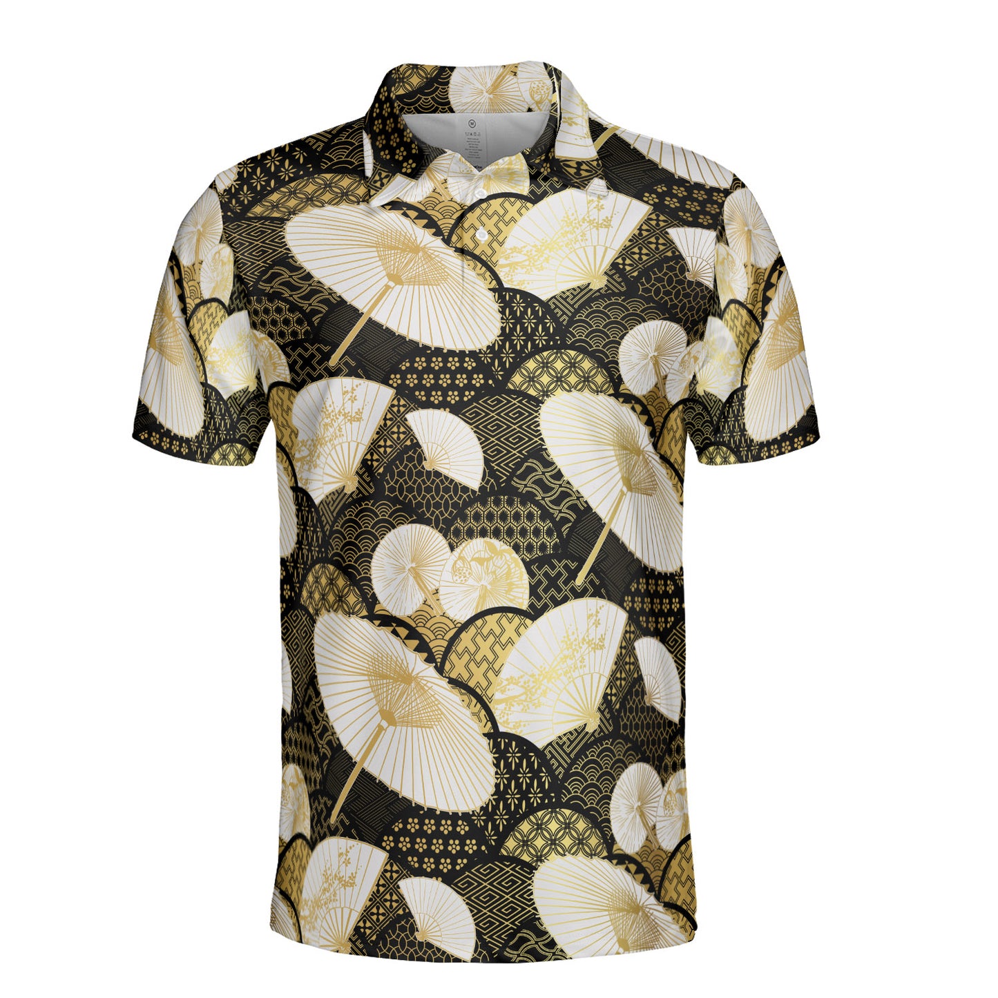 Black & Gold Fan Umbrella & Kimono Polo Shirt