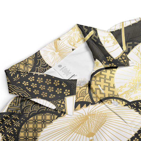Black & Gold Fan Umbrella & Kimono Polo Shirt