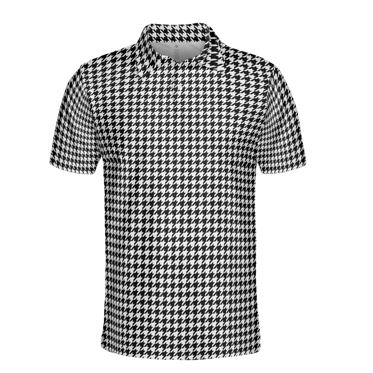 Black & White Houndstooth Polo Shirt