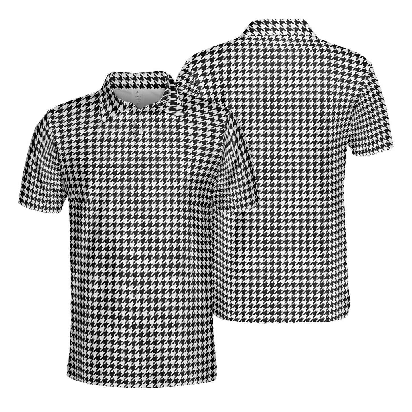 Black & White Houndstooth Polo Shirt