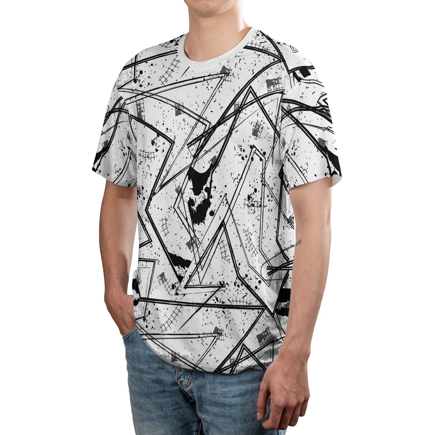 Black & White Geometric Unisex Comfort T-Shirt