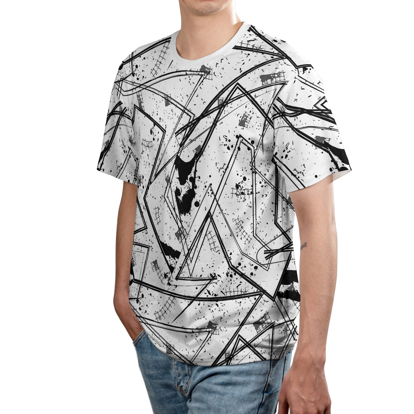Black & White Geometric Unisex Comfort T-Shirt