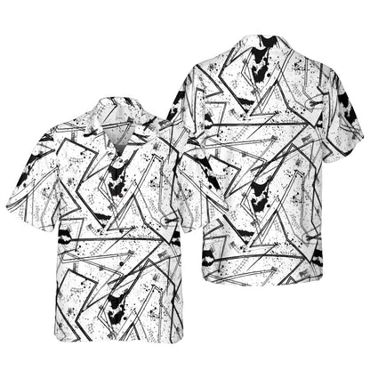 Black & White Geometric Button Up Shirt