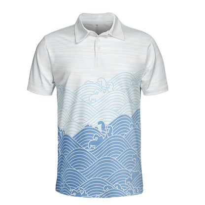 Blue Asian Waves V2 Polo Shirt