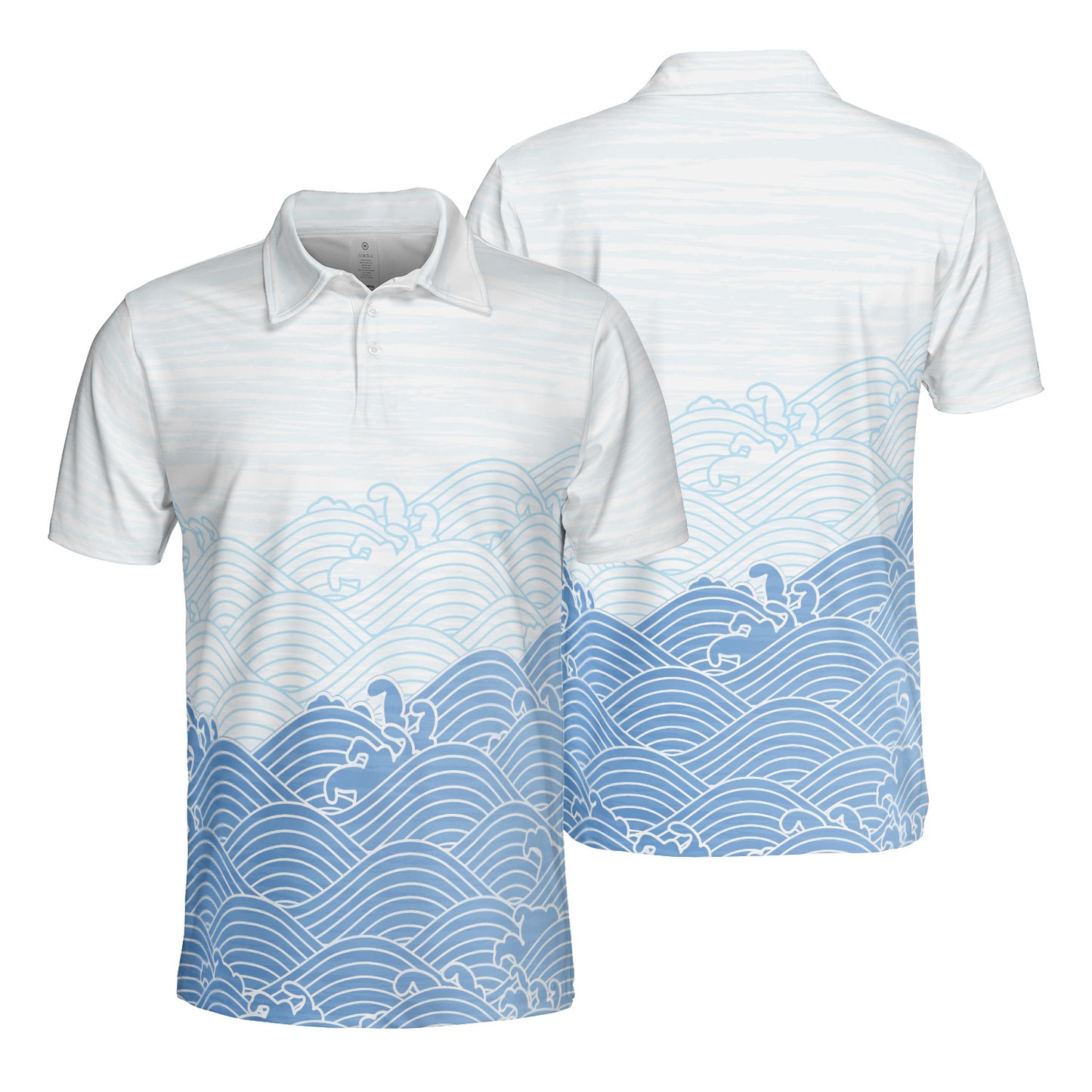 Blue Asian Waves V2 Polo Shirt