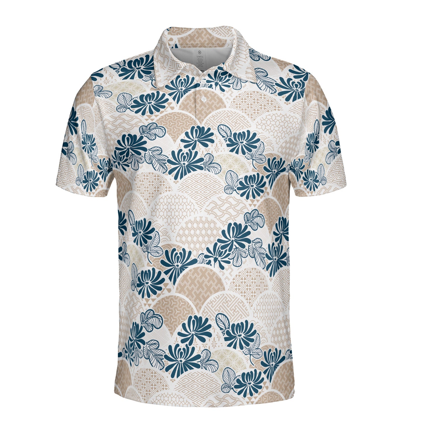 Blue Flowers & Kimono Polo Shirt
