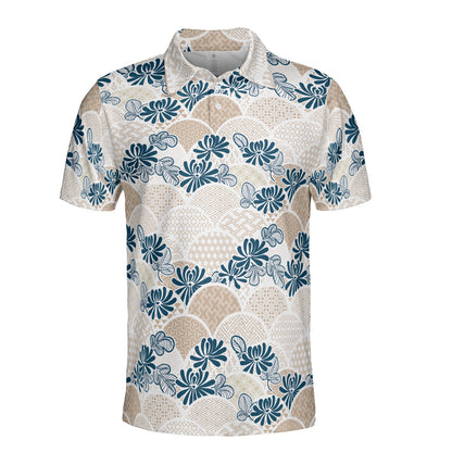 Blue Flowers & Kimono Polo Shirt