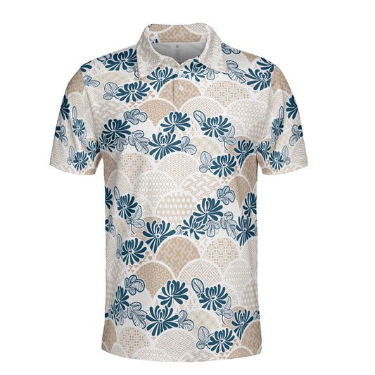 Blue Flowers & Kimono Polo Shirt