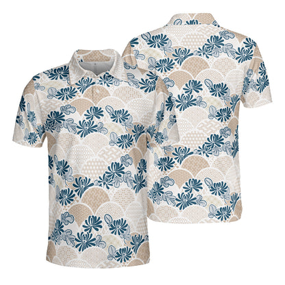 Blue Flowers & Kimono Polo Shirt
