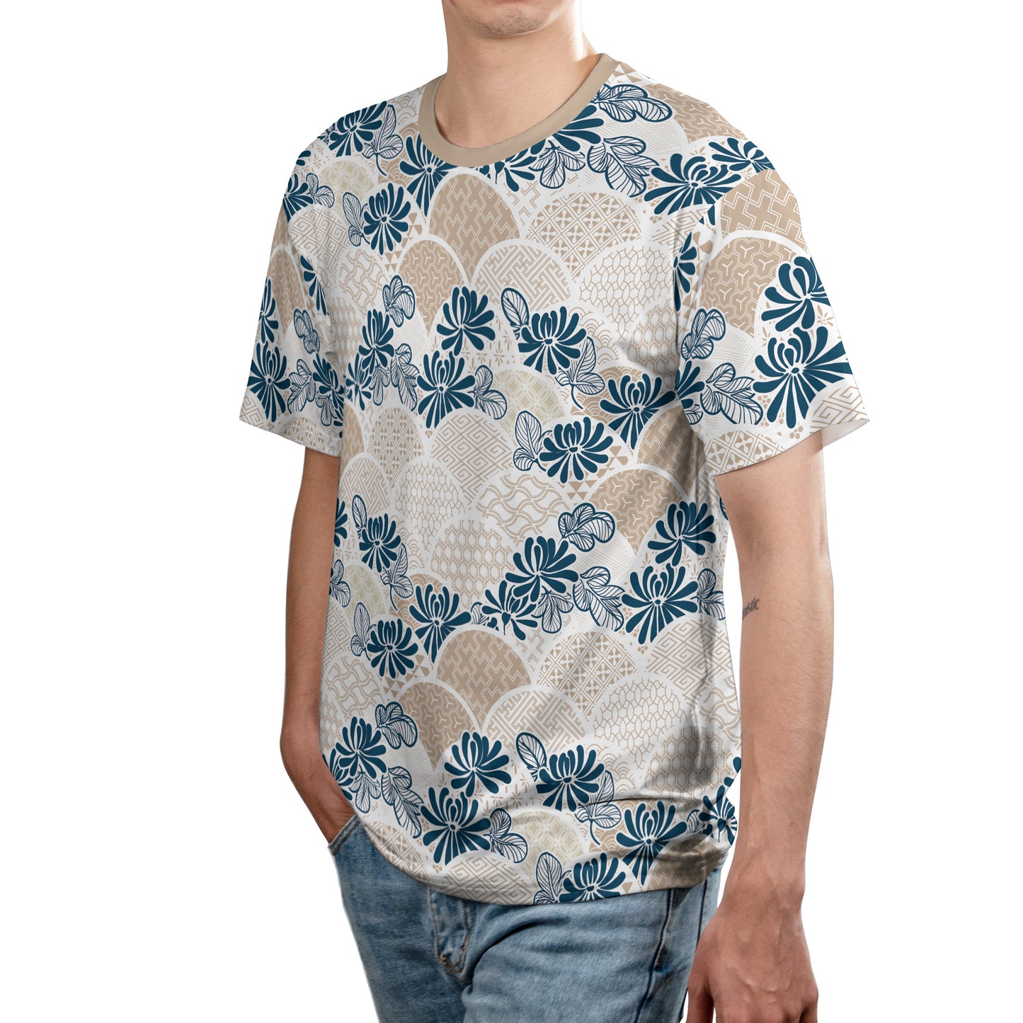 Blue Flowers & Kimono Comfort T-shirt