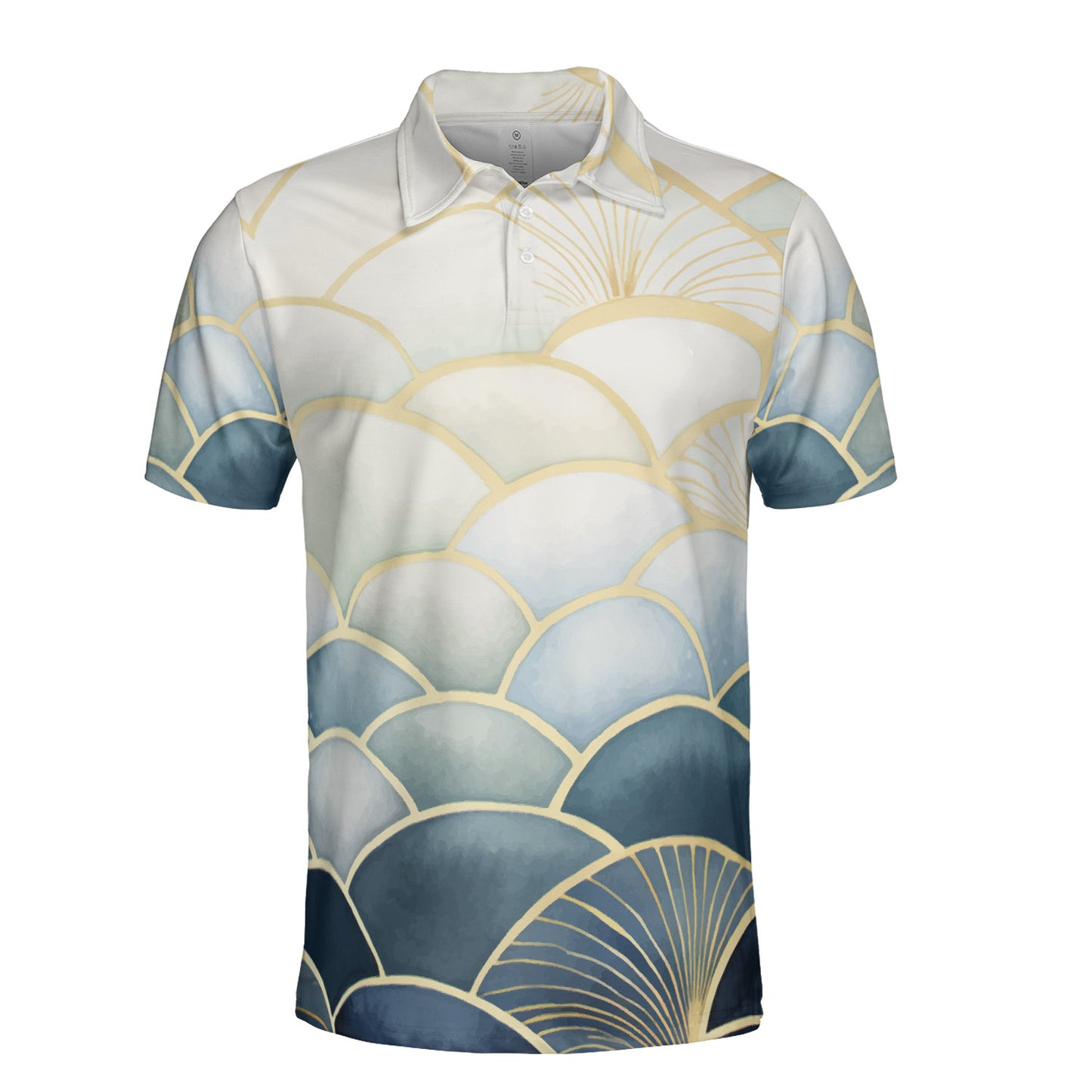 Blue Gradient Scales Polo Shirt