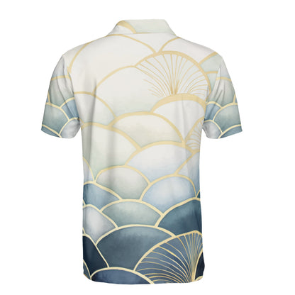 Blue Gradient Scales Polo Shirt