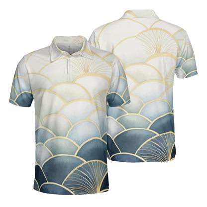 Blue Gradient Scales Polo Shirt