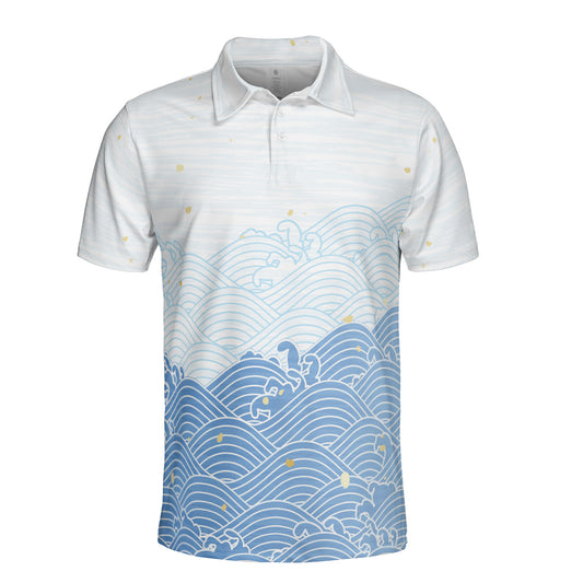 Blue Asian Waves Polo Shirt