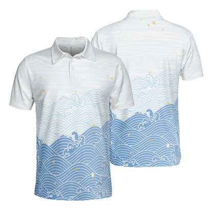 Blue Asian Waves Polo Shirt