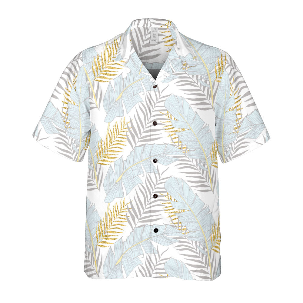 Blue Banana Leaves Button Up Shirt