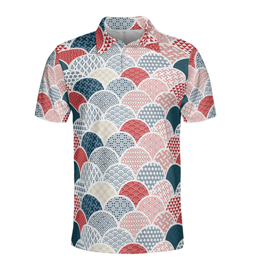 Blue & Red Kimono Polo Shirt