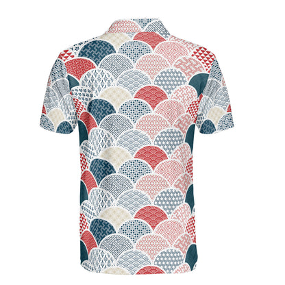 Blue & Red Kimono Polo Shirt