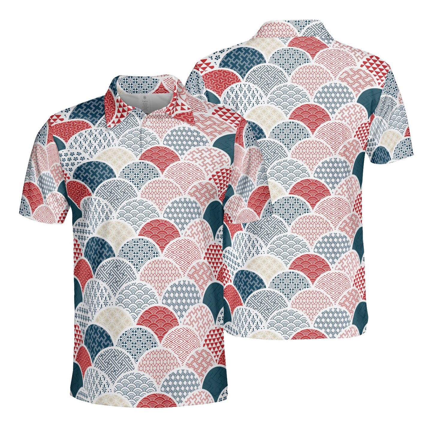 Blue & Red Kimono Polo Shirt