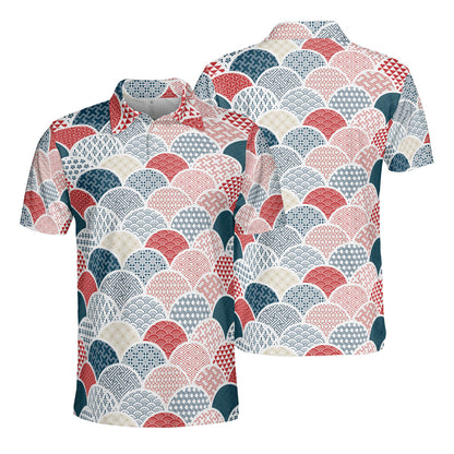 Blue & Red Kimono Polo Shirt