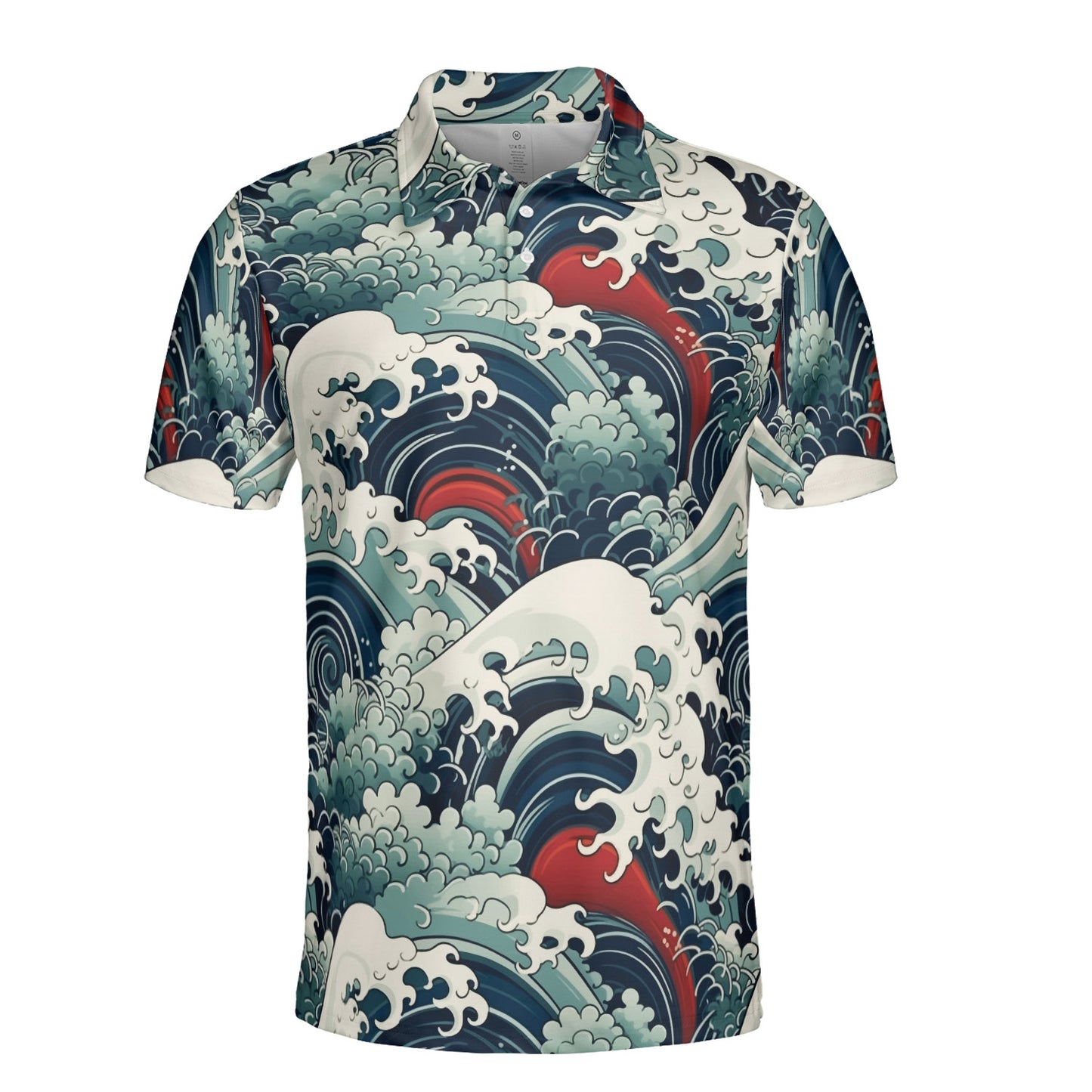 Blue & Red Waves Polo Shirt