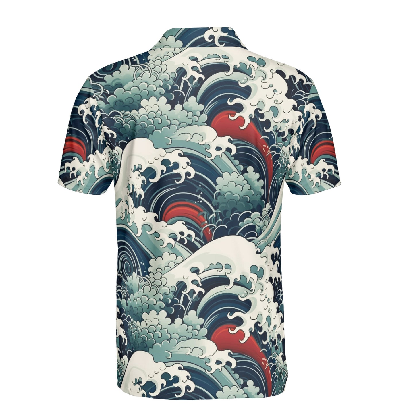 Blue & Red Waves Polo Shirt