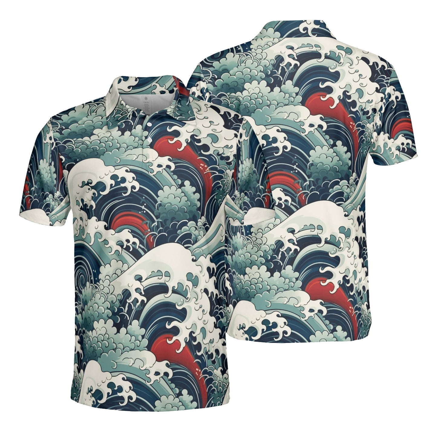 Blue & Red Waves Polo Shirt