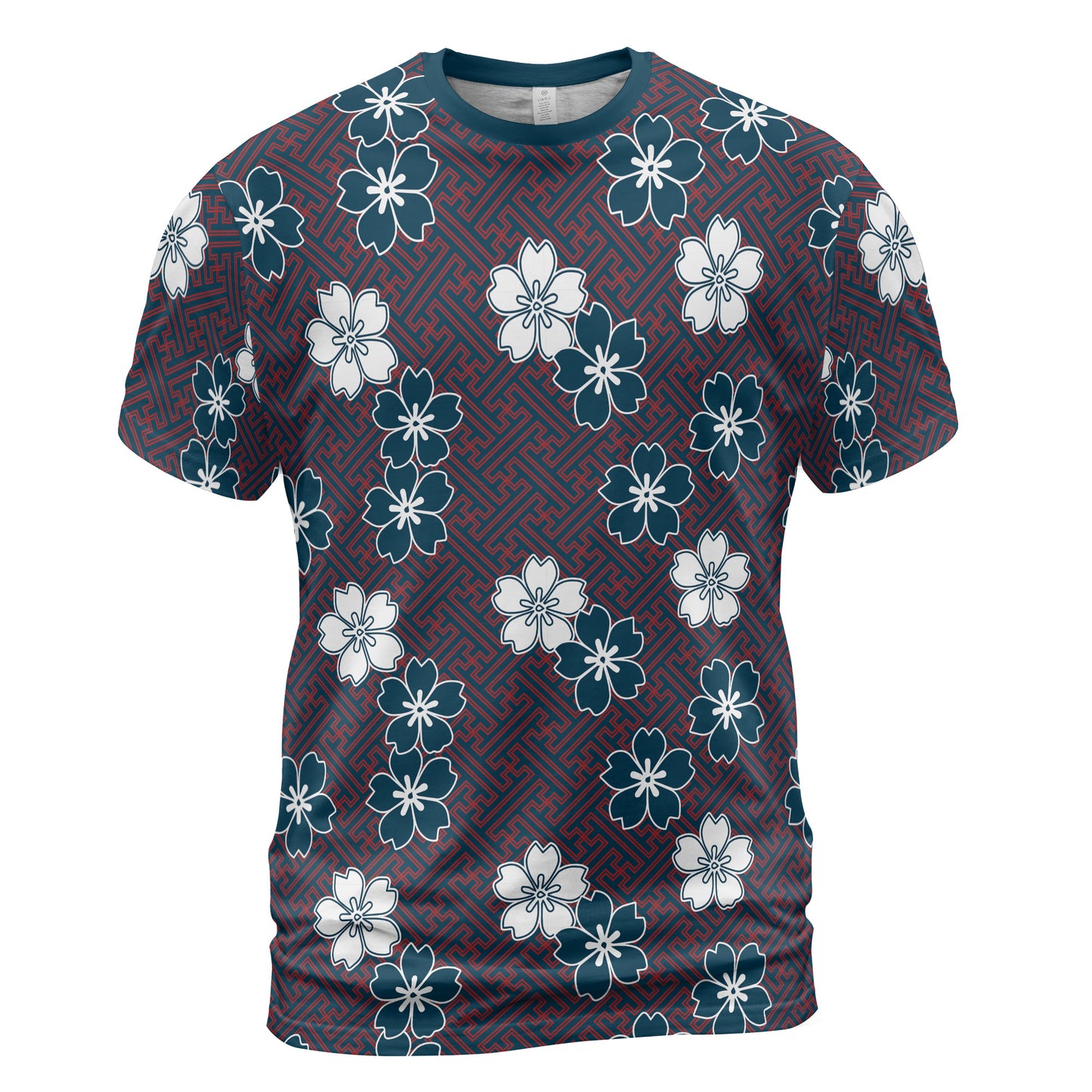 Blue & White Cherry Blossom Flowers Comfort T-shirt