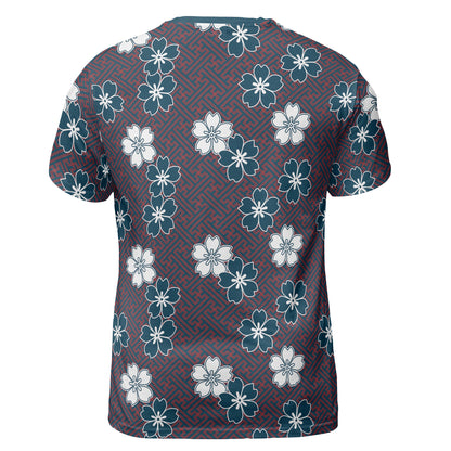 Blue & White Cherry Blossom Flowers Comfort T-shirt