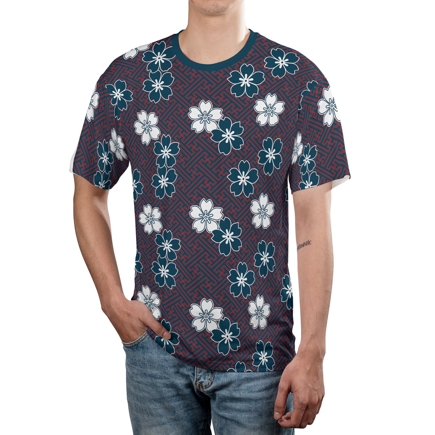 Blue & White Cherry Blossom Flowers Comfort T-shirt