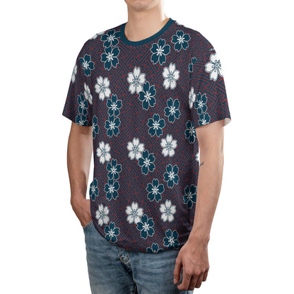Blue & White Cherry Blossom Flowers Comfort T-shirt