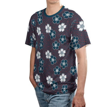 Blue & White Cherry Blossom Flowers Comfort T-shirt