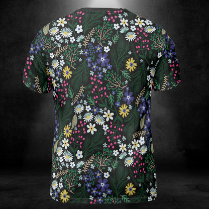 Blue White & Yellow Ditsy Flowers Unisex Comfort T-Shirt