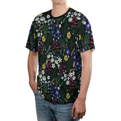 Blue White & Yellow Ditsy Flowers Unisex Comfort T-Shirt