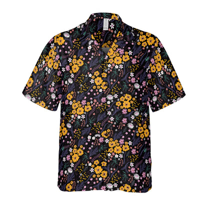 Bright Orange & Pink Ditsy Flowers Button Up Shirt