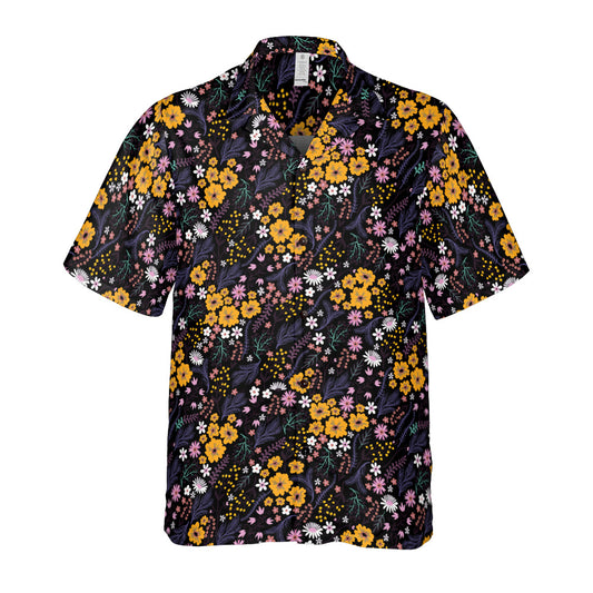 Bright Orange & Pink Ditsy Flowers Button Up Shirt