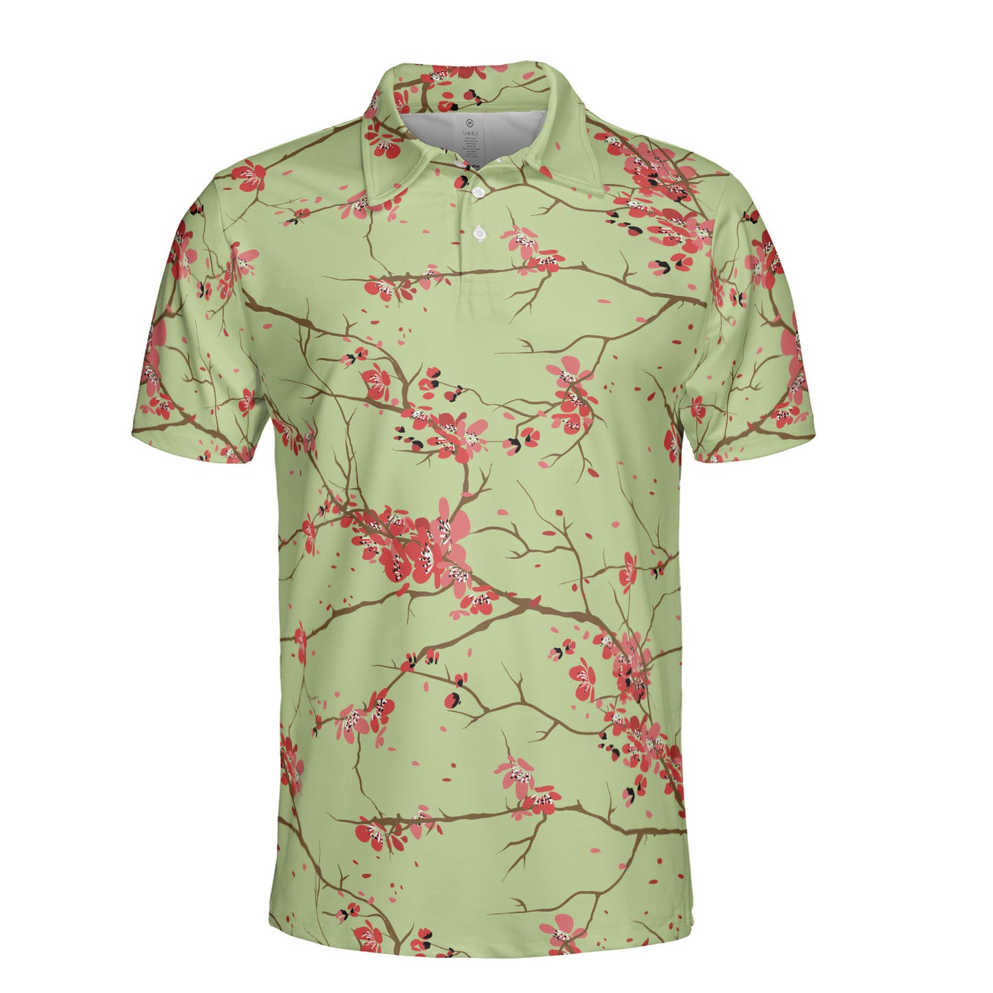 Cherry Blossoms Green Polo Shirt
