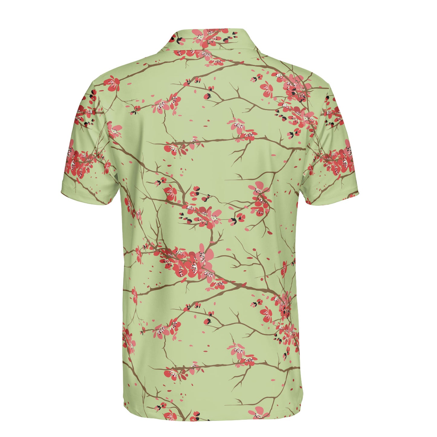 Cherry Blossoms Green Polo Shirt