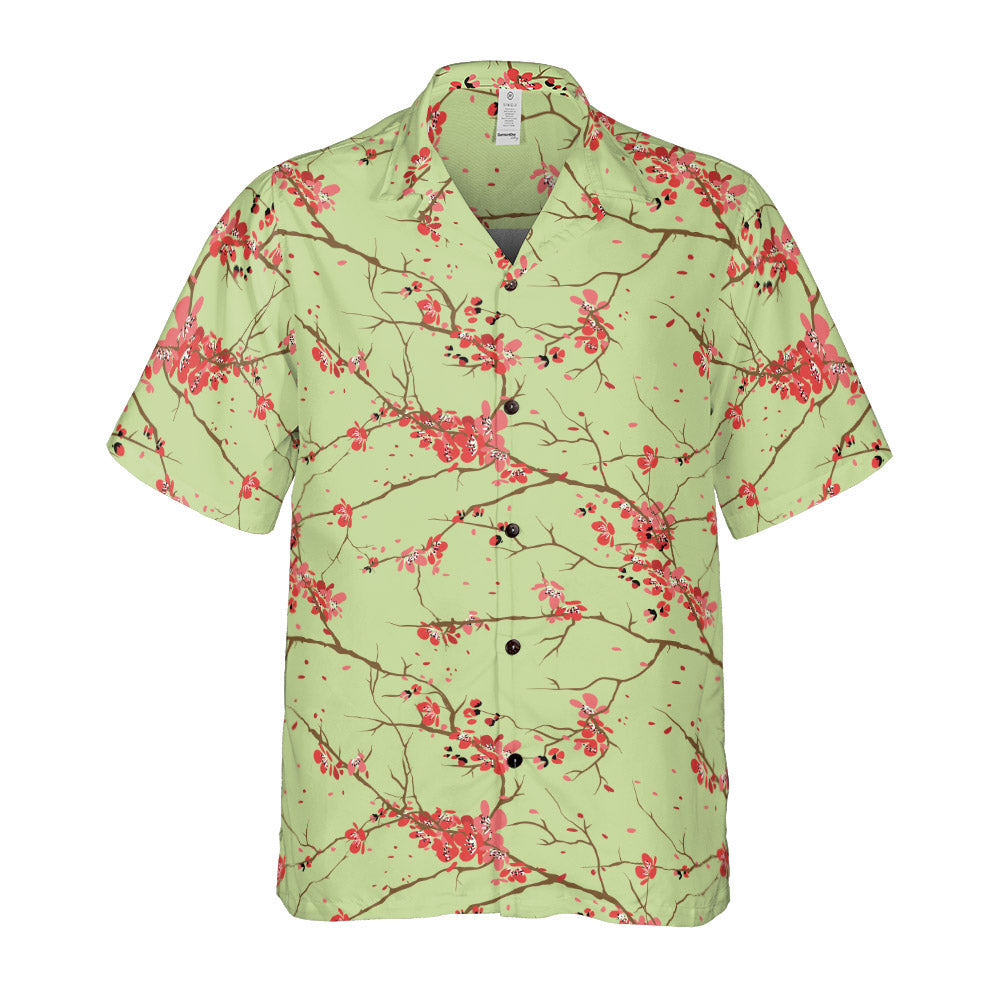 Cherry Blossoms Green Button Up Shirt