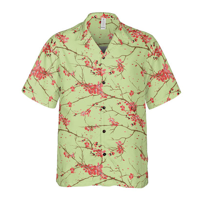 Cherry Blossoms Green Button Up Shirt