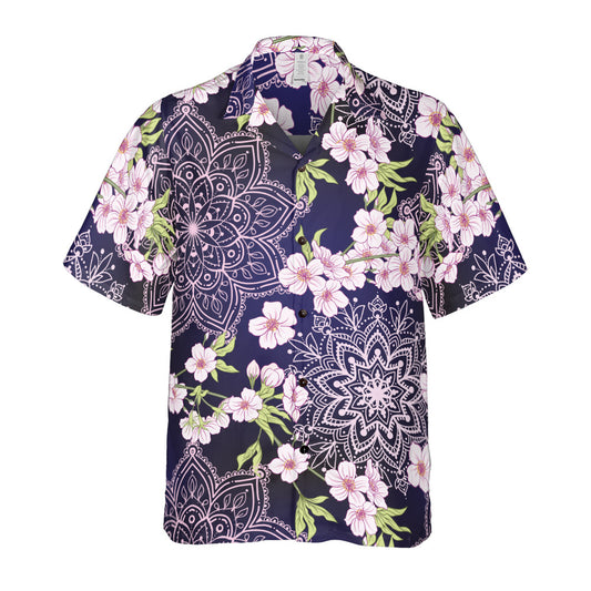 Cherry Blossoms And Mandalas Button Up Shirt