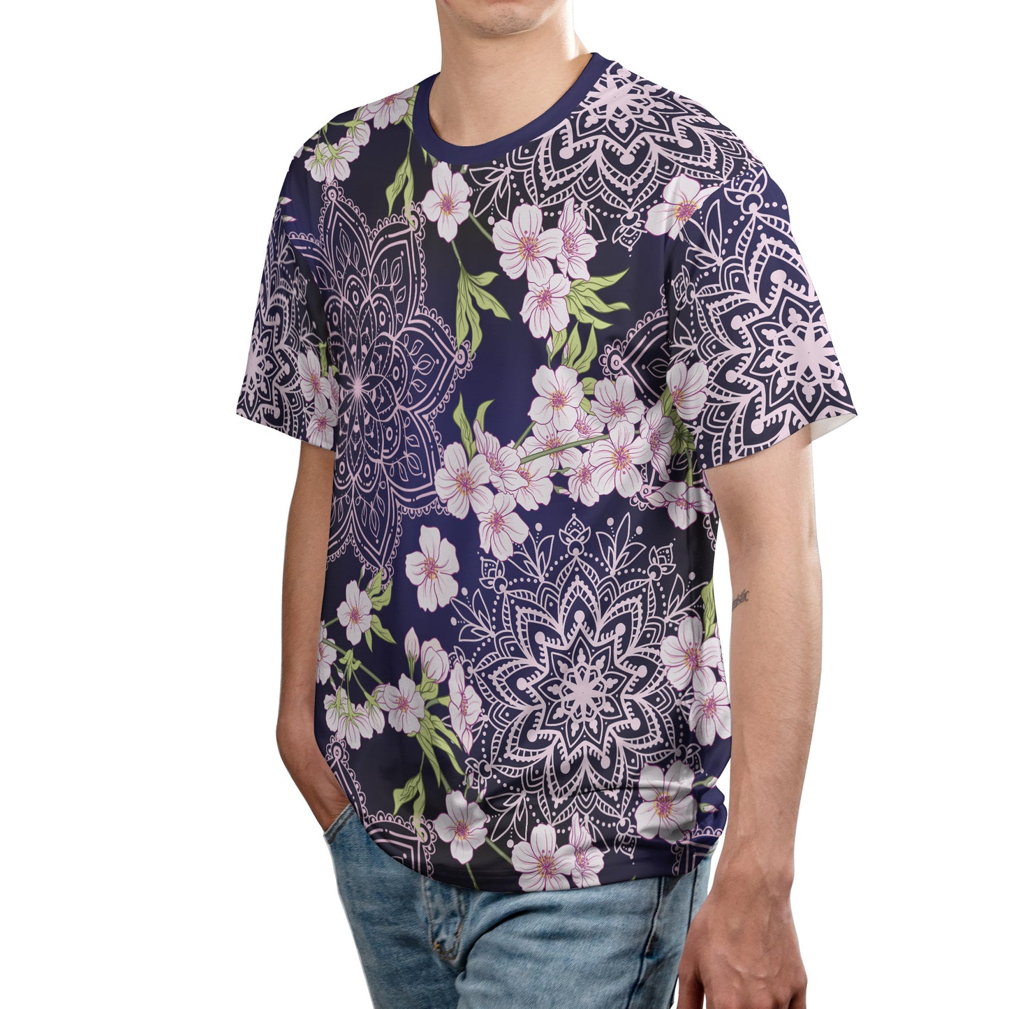 Cherry Blossoms And Mandalas Unisex Comfort T-Shirt