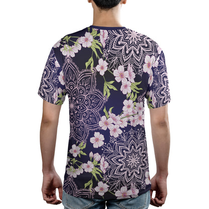 Cherry Blossoms And Mandalas Unisex Comfort T-Shirt