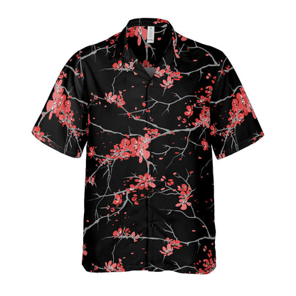 Cherry Blossoms Black Button Up Shirt
