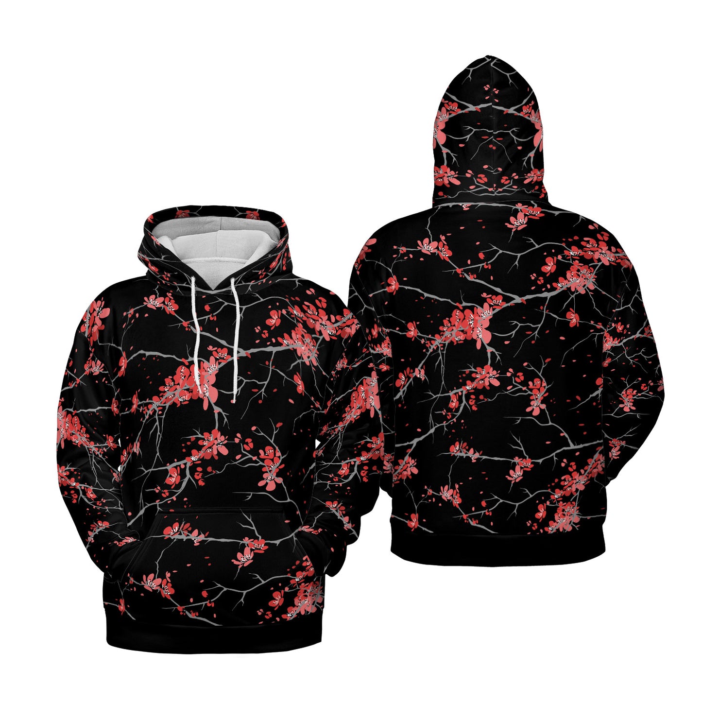 Cherry Blossoms Black Premium Unisex Hoodie