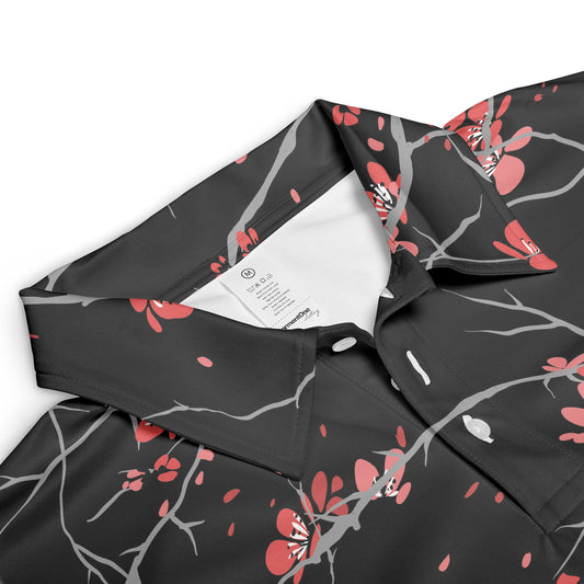 Cherry Blossoms Black Polo Shirt
